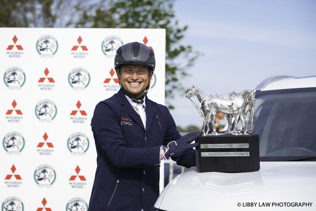 Michael Jung, Rolex Grand Slam of Eventing Winner, Badminton winner, pictured here with the Badminton trophy. (Image: Libby Law Photography)