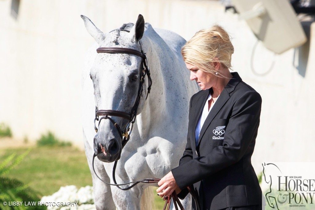 Jonelle Price (Faerie Dianimo) had no problems at the trot up this morning and look fighting fit