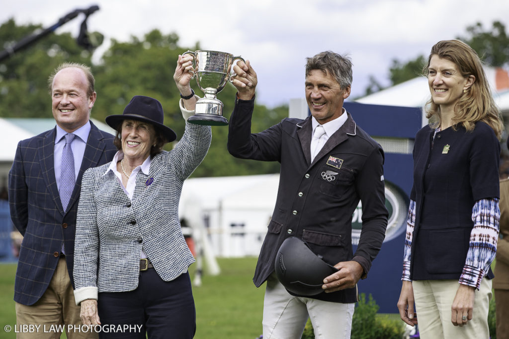 NZL-Andrew Nicholson on Nereo with Owner, Libby Seller is presented with 2ND prize during the CCI4* Prizegiving at the 2016 Land Rover Burghley Horse Trials. Sunday 4 September. Copyright Photo: Libby Law Photography