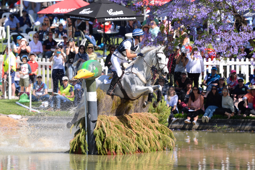 New Zealand rider Clarke Johnstone rode Rob, Jean and Shona Johnstone's, Balmoral Sensation to hold third place going into the showjumping phase. Pic Julie Wilson