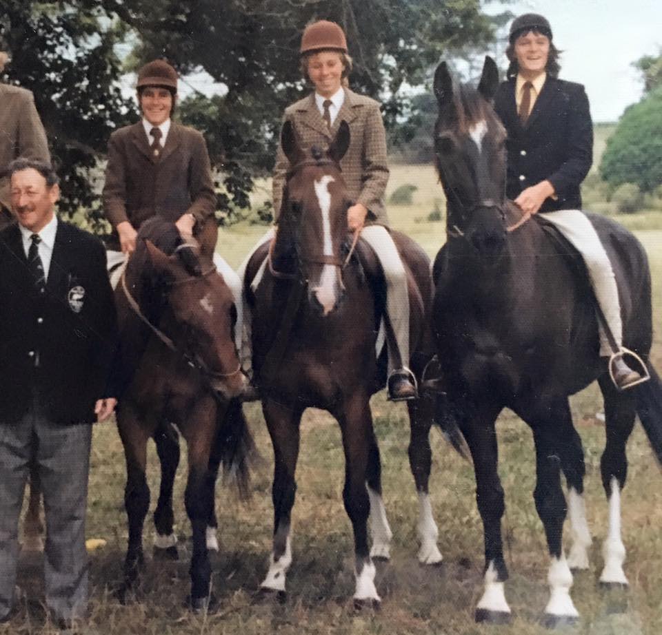 Photo taken in about 1976. Cliff McIntosh, Blyth Tait (Mandara), Jane Thompson (Pyramus), Scott Johnston (Carlos)