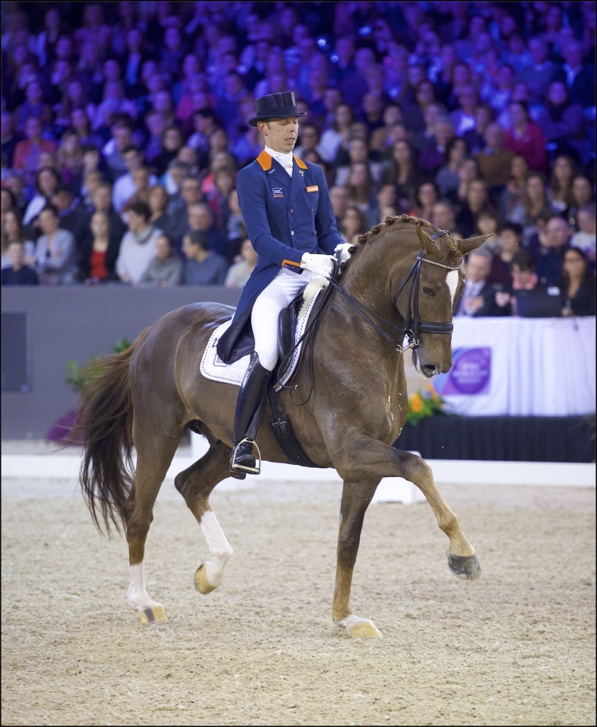 Hans Peter Minderhoud (NED) and GLOCK's Flirt, winners of the FEI Reem Acra World Cup Freestyle to Music at Indoor Brabant, 's Hertogenbosch, the Netherlands