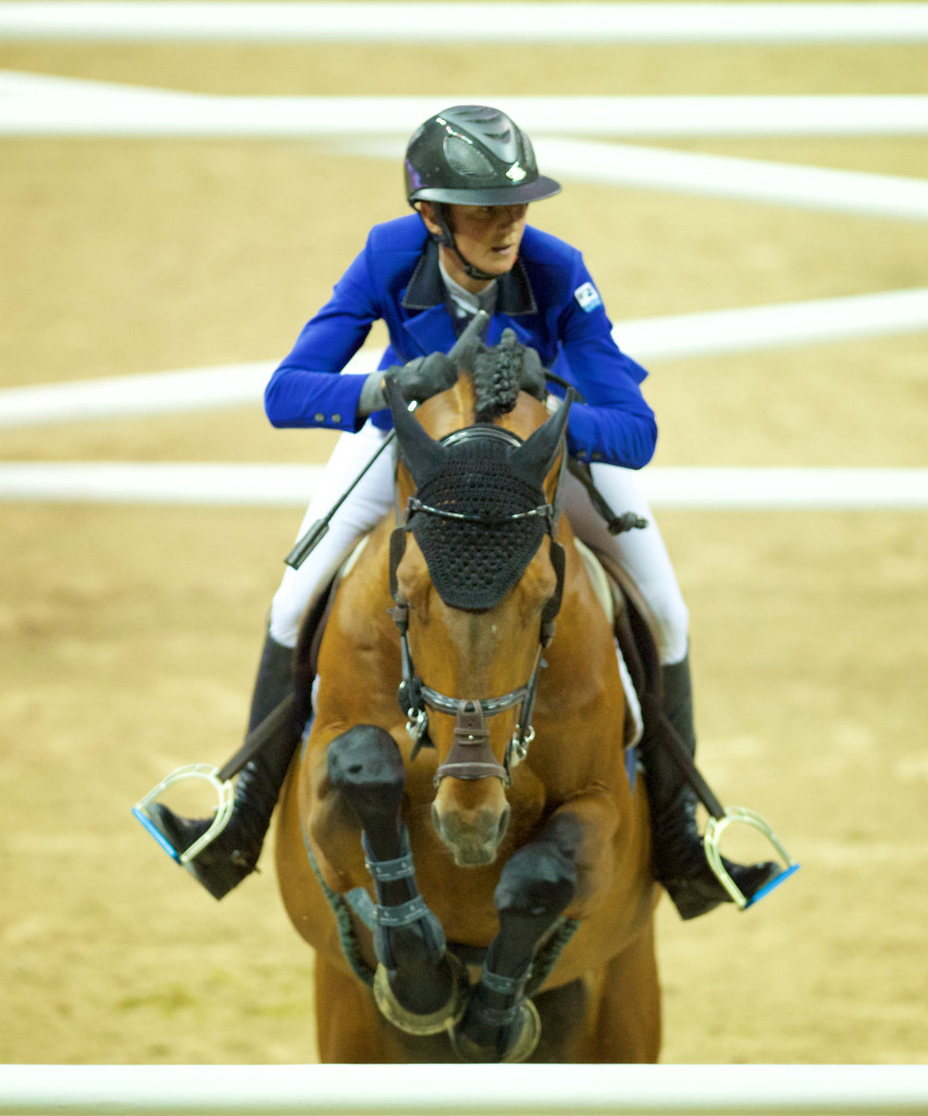 Penelope Leprovost (FRA) and Vagabond de la Pomme en route to claiming Û131,250 for second place in the Longines FEI World Cupª Jumping Final in Las Vegas (USA). Equestrian - Longines FEI World Cupª Jumping Final in Las Vegas (USA) date 15/04/2015 - 19/04/2015 Credit: FEI/Arnd Bronkhorst