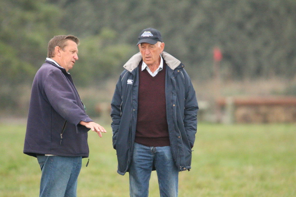 Neil Mosley discussing the finer points of the water jump at the Eventing Champs