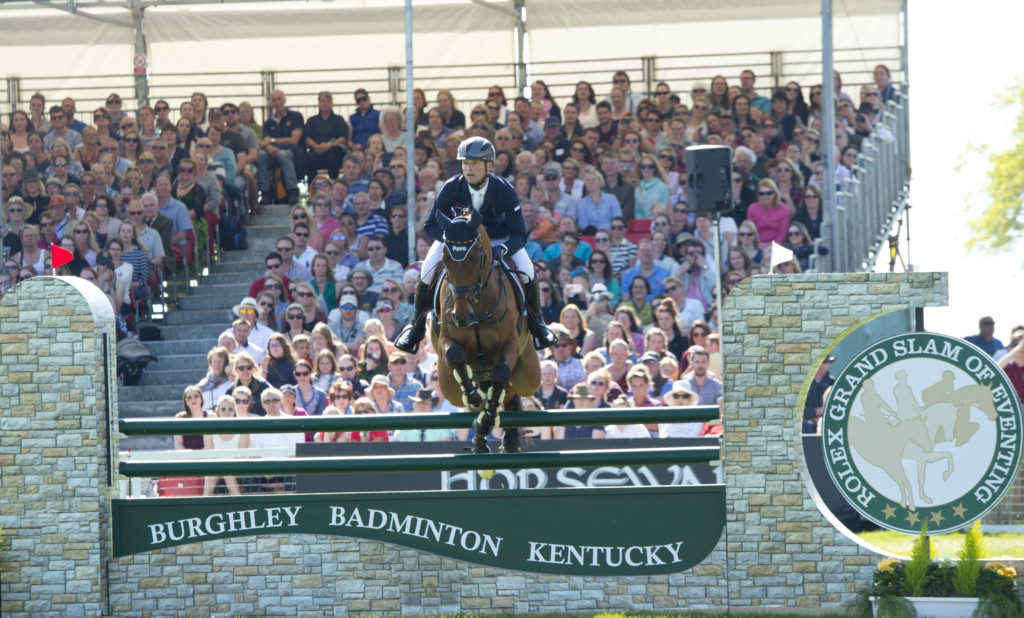 Michael Jung riding La Biosthetique - Sam FBW. Sam often crosses his front legs while jumping. (Image: Rolex / Kit Houghton)