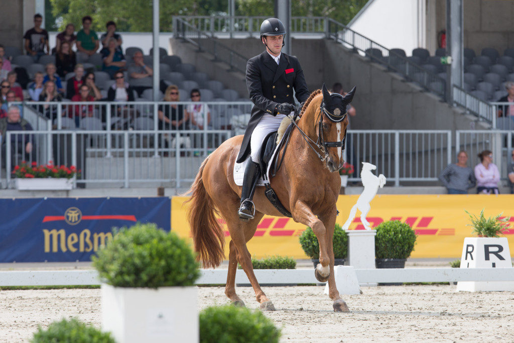 The overnight leader in dressage at Luhmühlen, Julien Despontin. (Image: Thomas Ix)