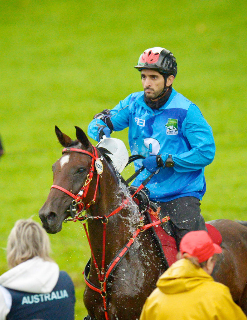 United Arab Emirates' Sheikh Hamdan bin Mohammed Al Maktoum riding Yamamah to gold at WEG 2014 Image: FEI / Arnd Bronkhorst 