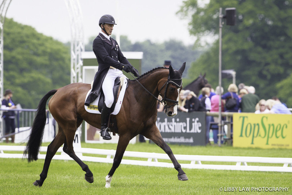 Andrew Nicholson on Jet Set IV doing a lovely dressage test. (Image: Libby Law).