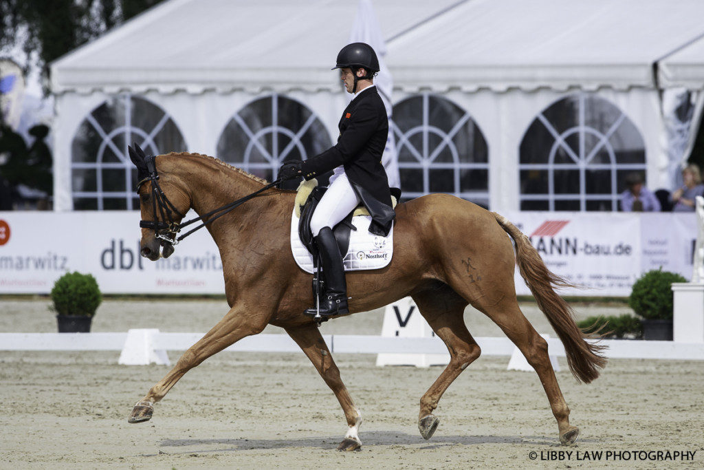 Julien Despontin (Waldano 36) leading after the first day of dressage at Luhmühlen. (Image: Libby Law)