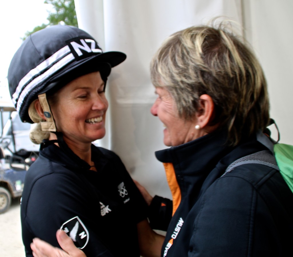 Lesley was very, very pleased to see her daughter home safely after the WEG cross country in 2014 (Image: NZHP)