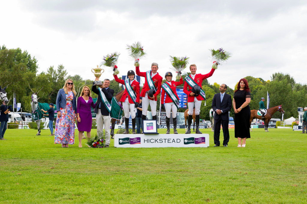 The winning German team in the Furusiyya FEI Nations Cup of Great Britain, presented by Longines. (Image: Craig Payne Photography)