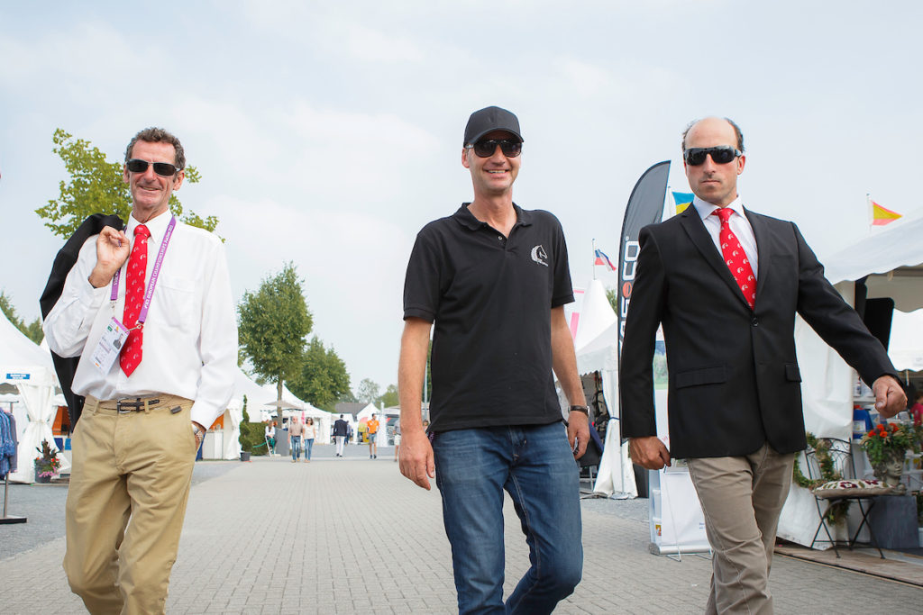 Erik with Sir Mark Todd and Tim Price at Aachen in 2015 (Image: Libby Law)