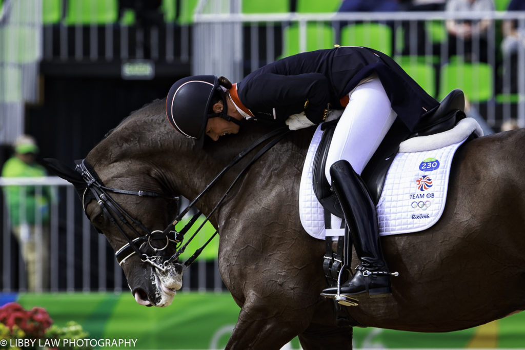 GBR-Charlotte Dujardin rides Valegro in the Equestrian Dressage Grand Prix Team and Individual Competition. Thursday 11 August. Centro Olympico de Hipismo. CREDIT: Libby Law COPYRIGHT: LIBBY LAW PHOTOGRAPHY