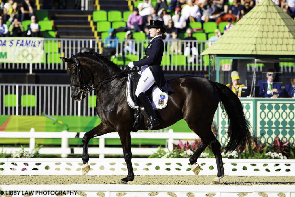 Isabell Werth on Weihegold OLD was last to go and lies in fourth place on 80.643% (Image: Libby Law) 