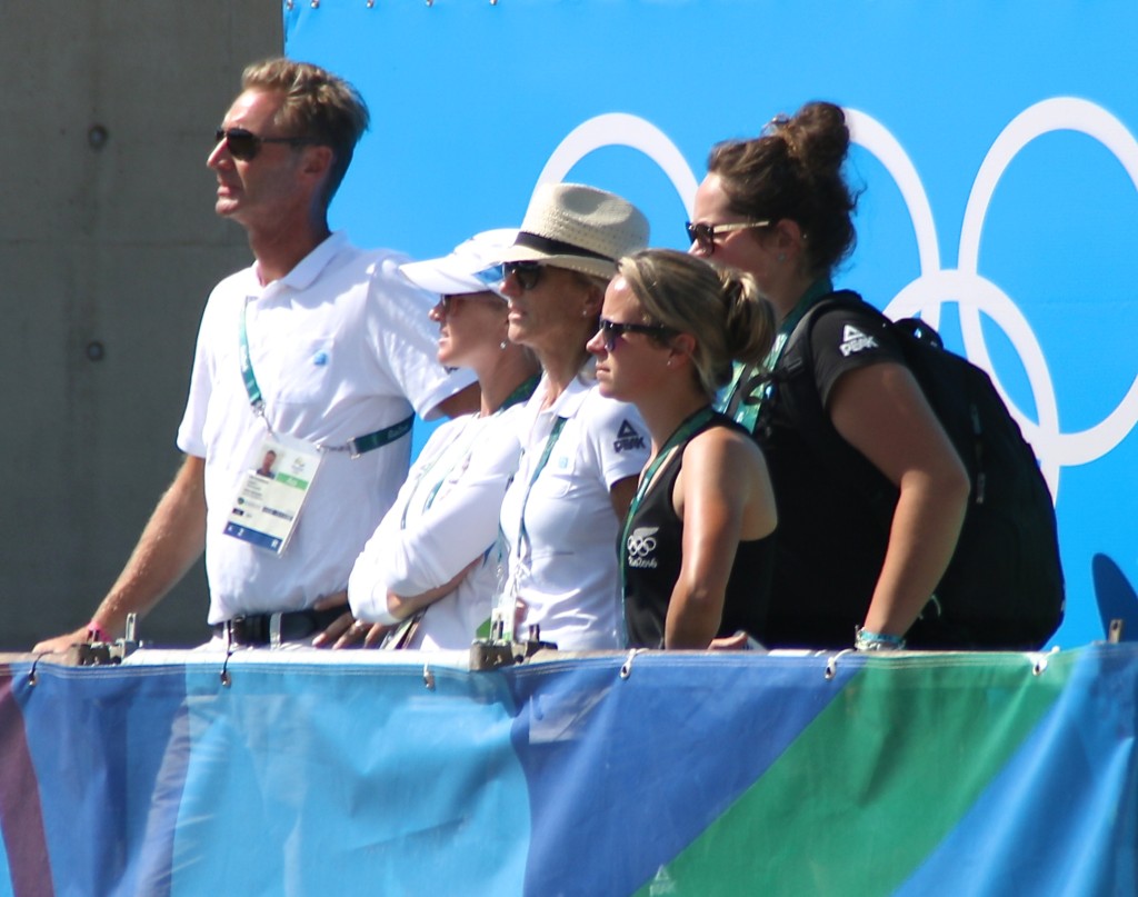 Team Tim watching Tim Price's dressage test at Rio 