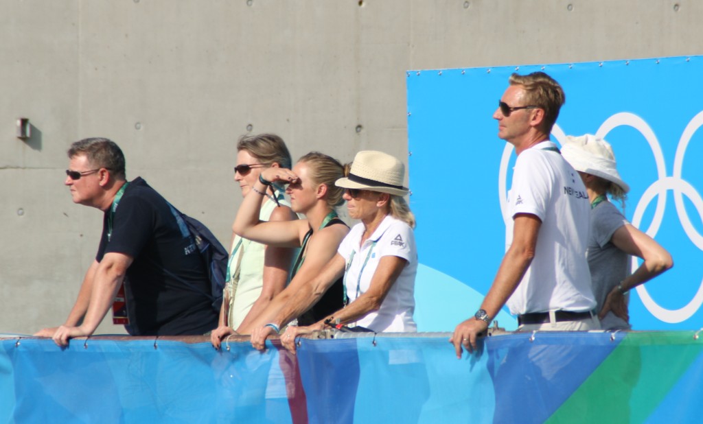 The Todd team in the kiss and cry area. Leonidas's owners Peter Cattell, Di Brunson, are on the left