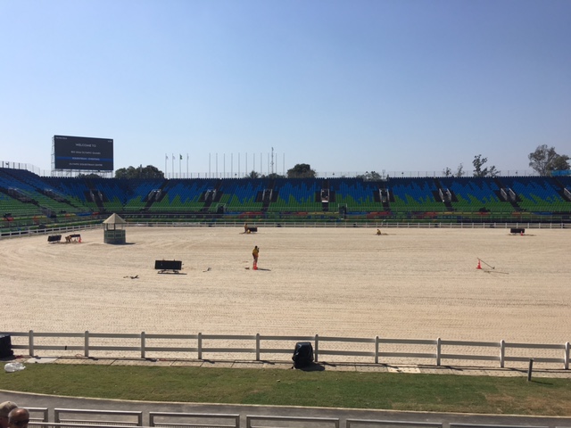 A huge arena, currently being set up by the broadcasting people