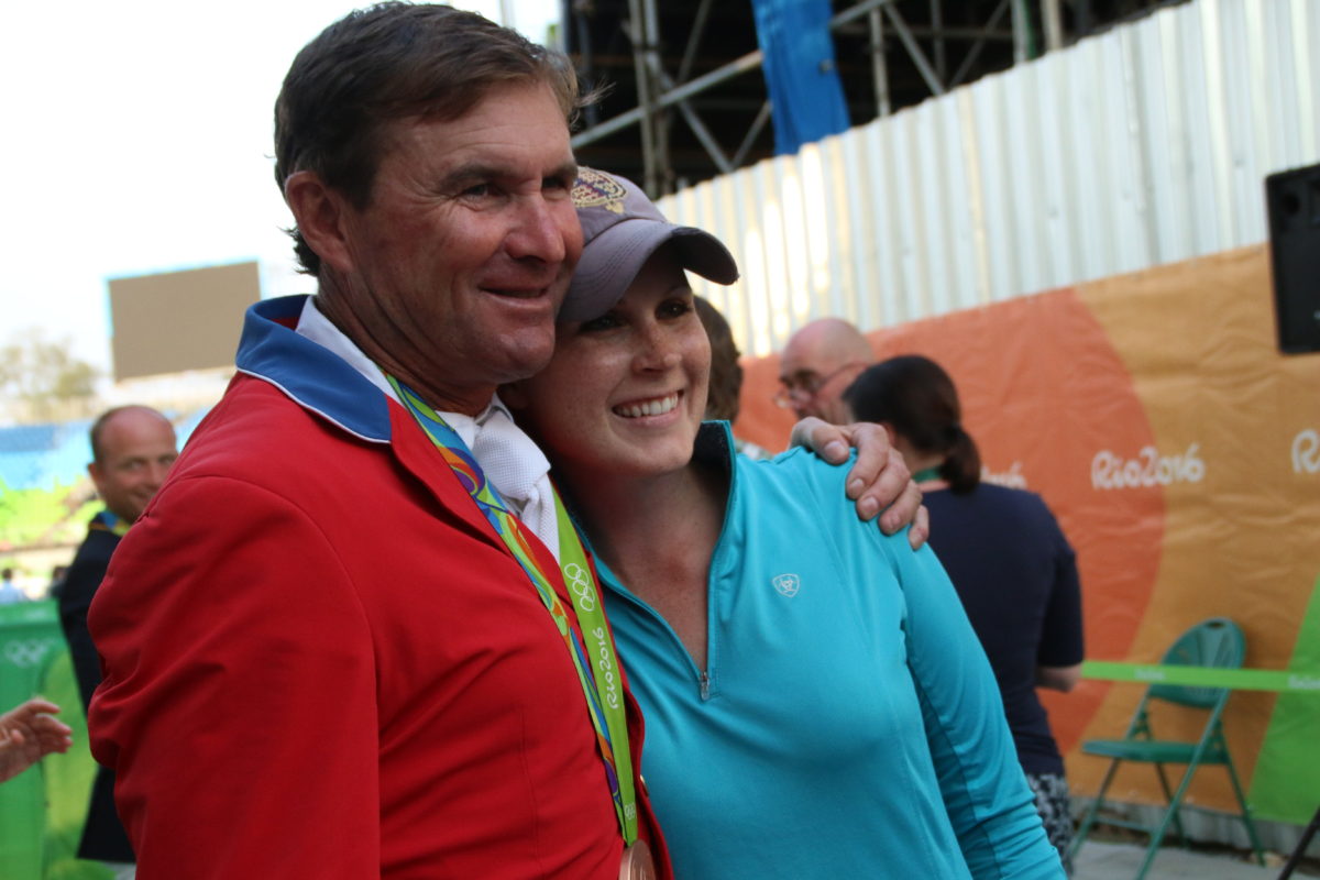 A cuddle with a bronze medalist and being photobombed by Michael Jung was a fitting end of her Olympic work for Jenni.