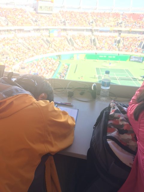 Even watching Nadal couldn't keep this tired Japanese journalist awake. 