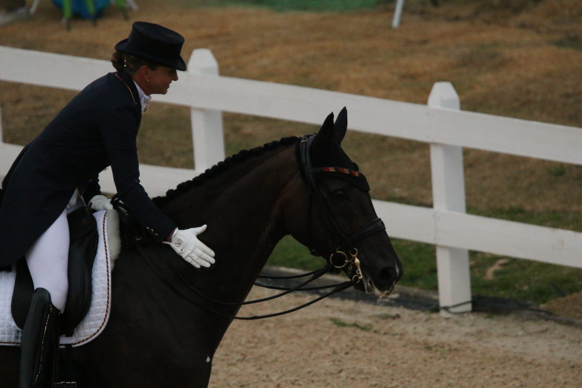 Last horse on the first day nails it. Dorothee Schneider and Showtime FRH. It was really dark by then, thanks to the rain coming in.