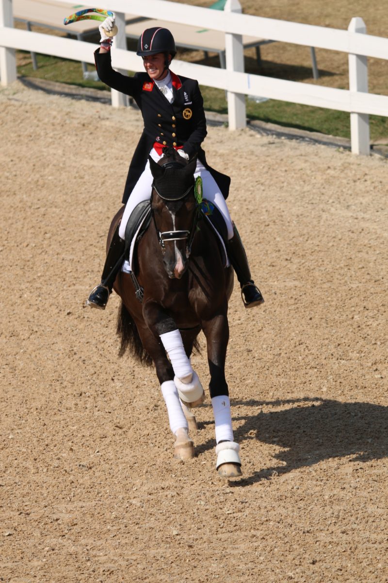 Beautiful Valegro on his victory lap with Charlotte and their gold medal