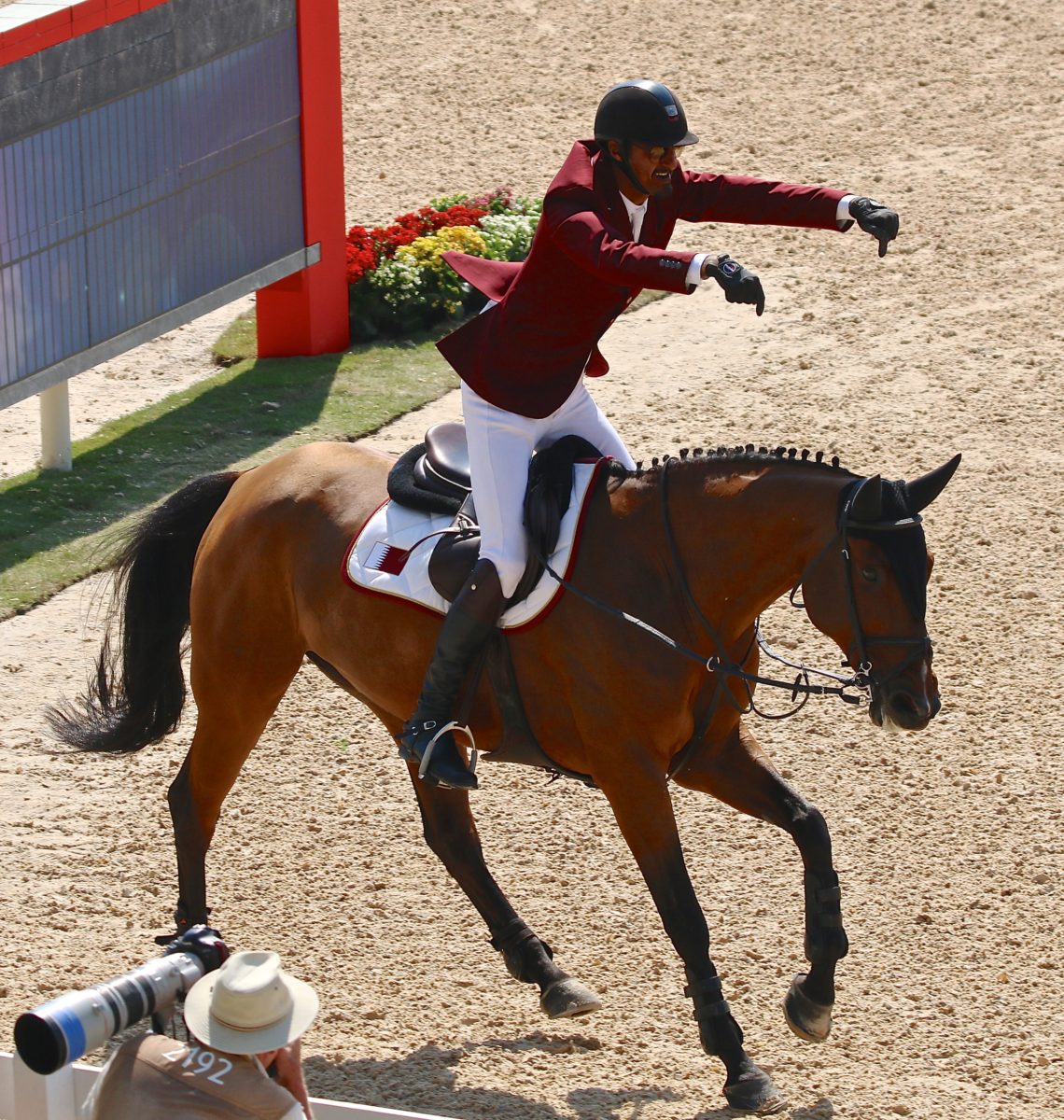 Sheik Ali Al Thani is very delighted with his horse, First Devision (Image: Jane Thompson)