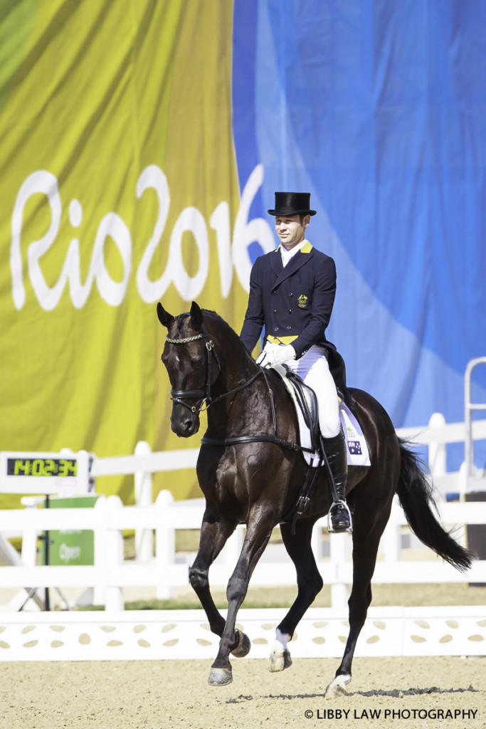 Christopher Burton rides Santano II and is in second spot after the first day of dressage (Image: Libby Law)