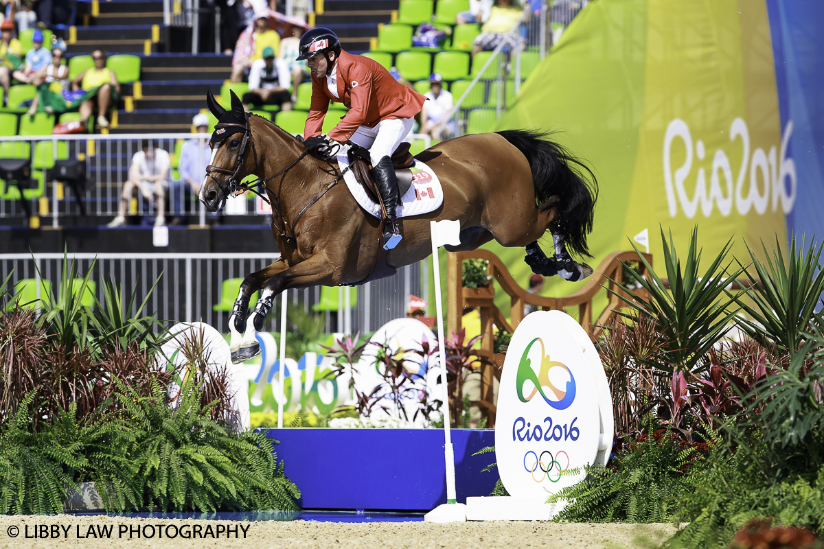 CAN-Eric Lamaze rides Fine Lady 5 in the 2nd Individual Qualifier and Team Qualifing Round for Equestrian Jumping. Rio 2016 Olympic Games, Centro Olímpico de Hipismo, Rio de Janeiro, Brazil. Tuesday 16 August. Copyright photo: Libby Law Photography