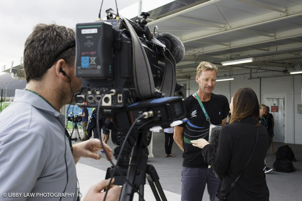 Even coach Erik Duvander got some questions from Newshub's Melissa Davies (Image: Libby Law)