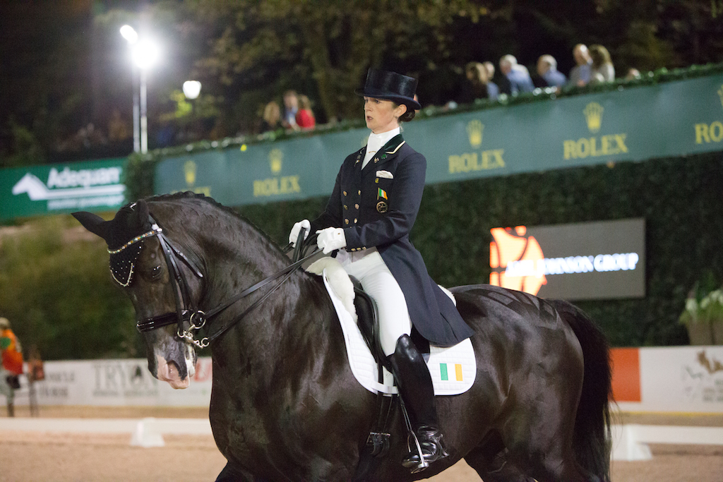 Judy Reynolds riding Vancouver K wins the CDI4* Grand Prix, presented by the Axel Johnson Group at the Rolex Central Park Horse Show, where Land Rover was the official vehicle sponsor on September 23, 2016 in New York City.