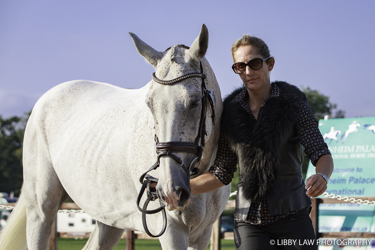 Caroline Powell with Sinatra Frank Baby during the CCI3* First Horse Inspection (Image: Libby Law)