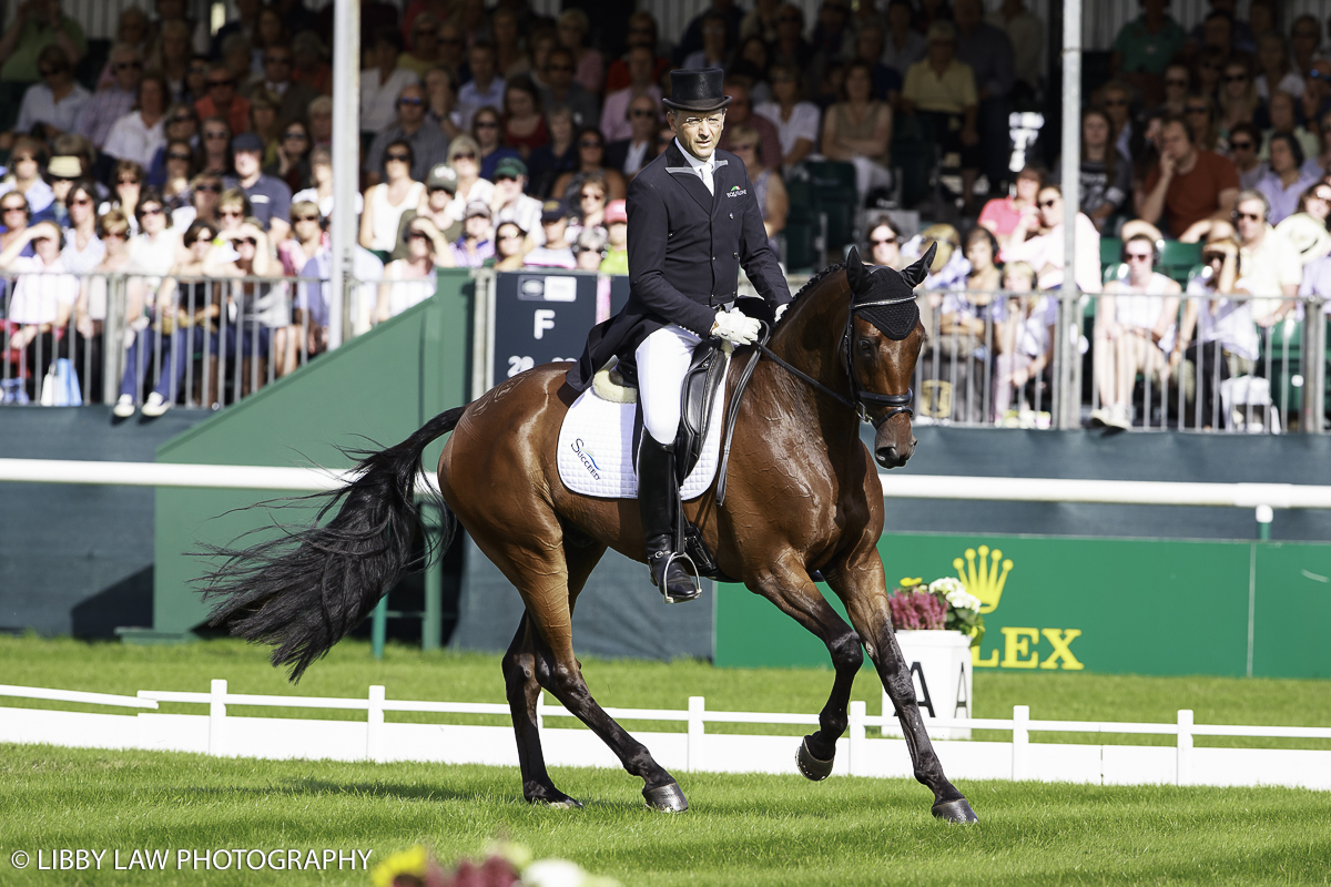 Bill Levett rides Improvise during the CCI4* first day of Dressage at the 2016 Land Rover Burghley Horse Trials (Images: Libby Law)