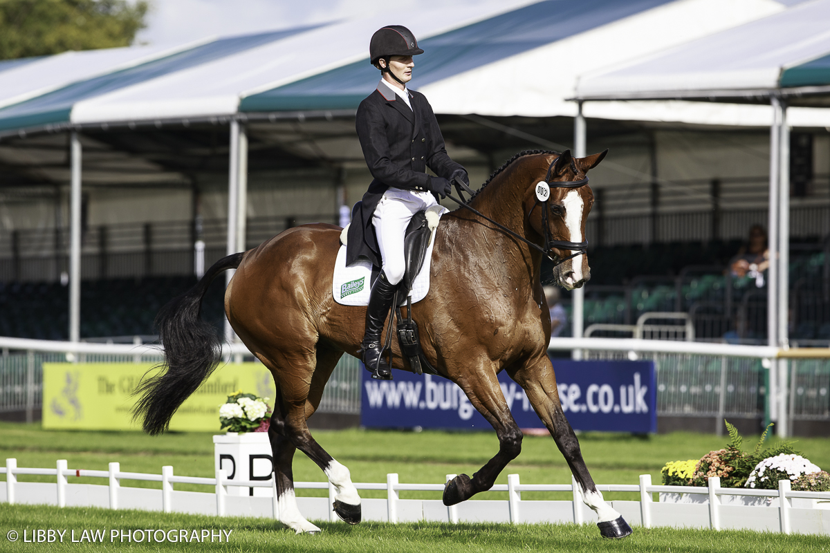 Paul Sims rides Glengarnock into third place after the first day of dressage at Burghley (Image: Libby Law)