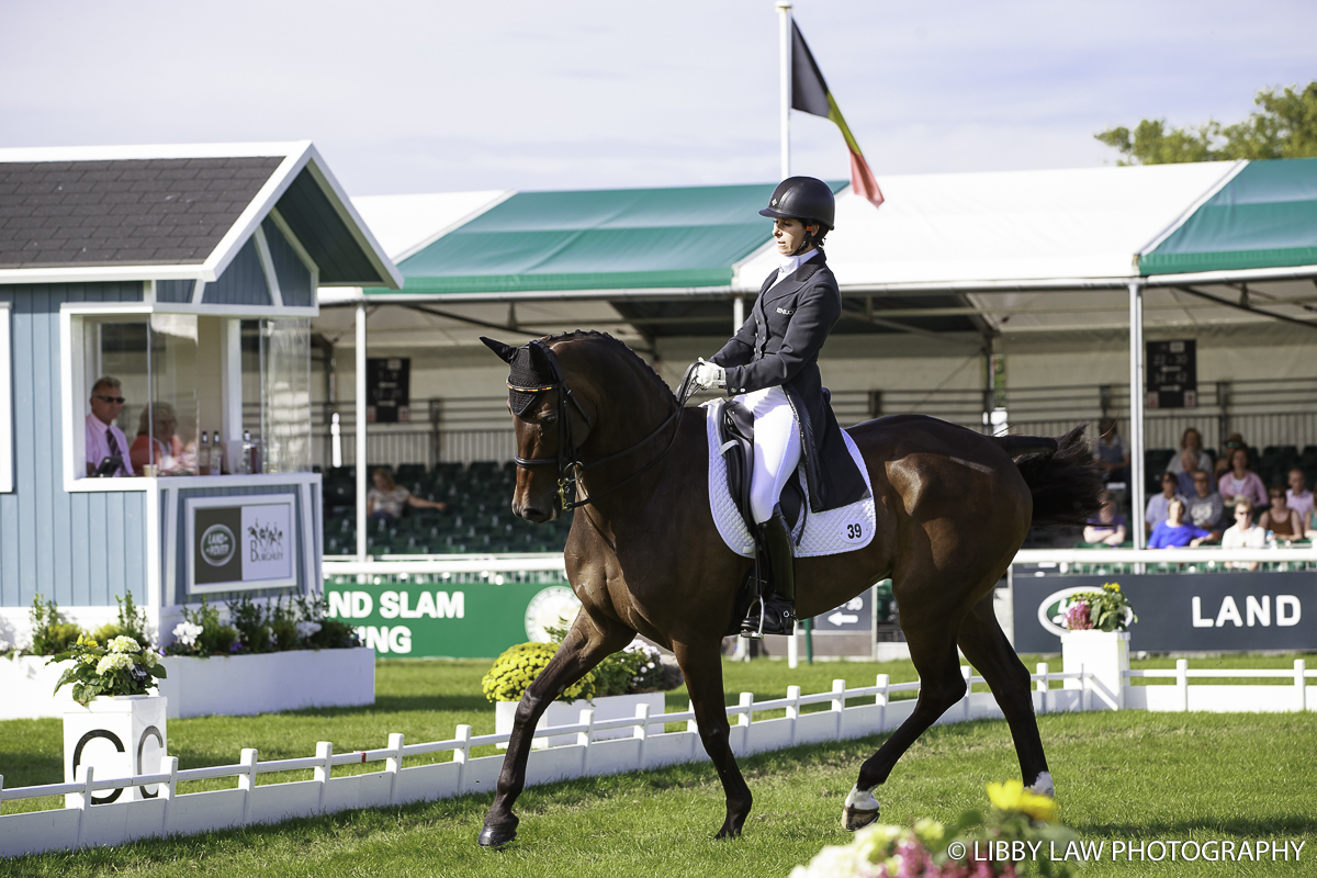 Bettina Hoy with Designer 10 during their magnificent dressage test (Image: Libby Law)