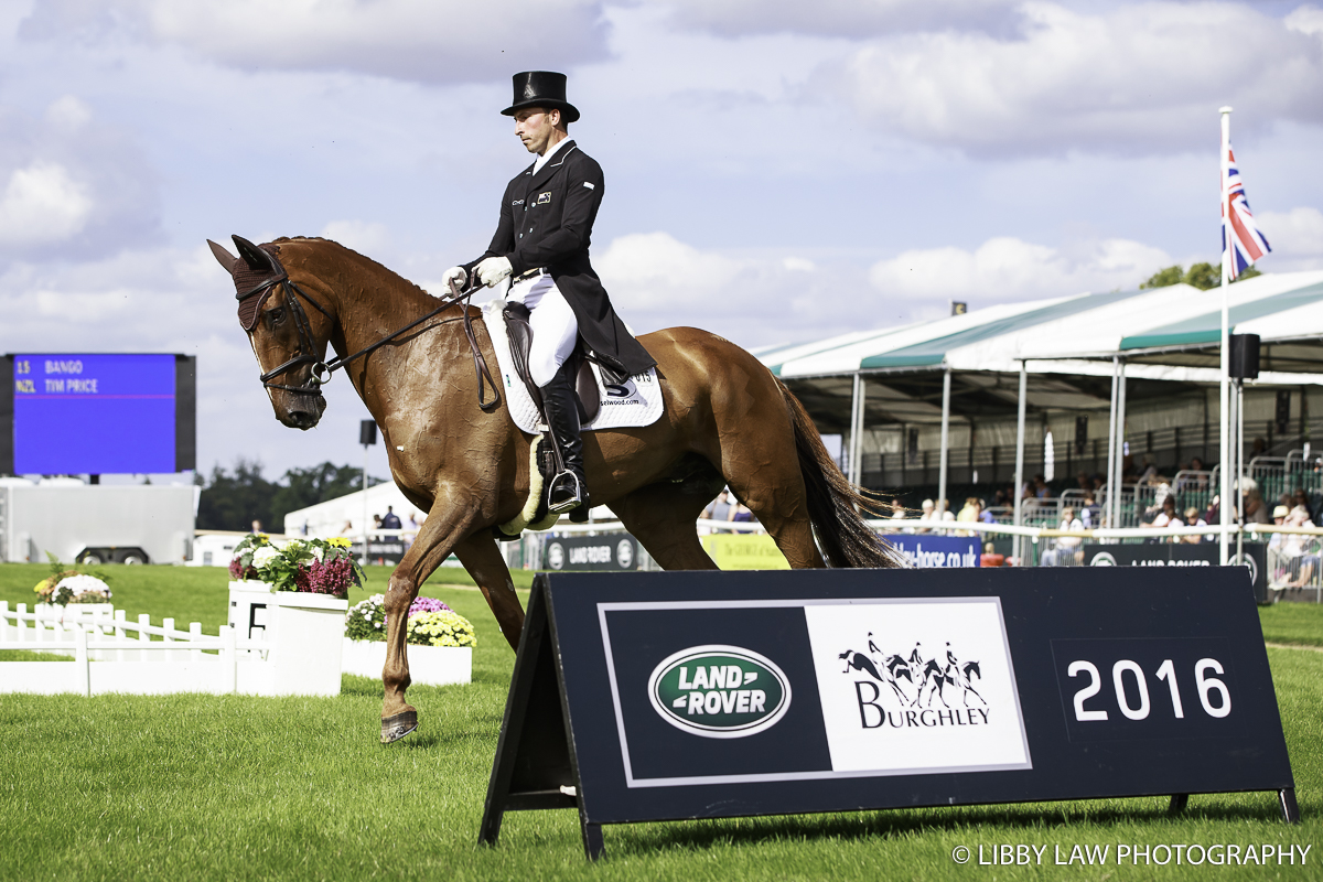 Tim Price and Bango about to go into the arena for their dressage at Burghley (Image: Libby Law)