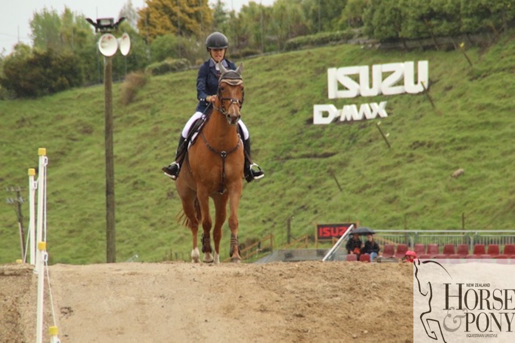 A contestant in the Honda NZ Pony Derby negotiating the bank