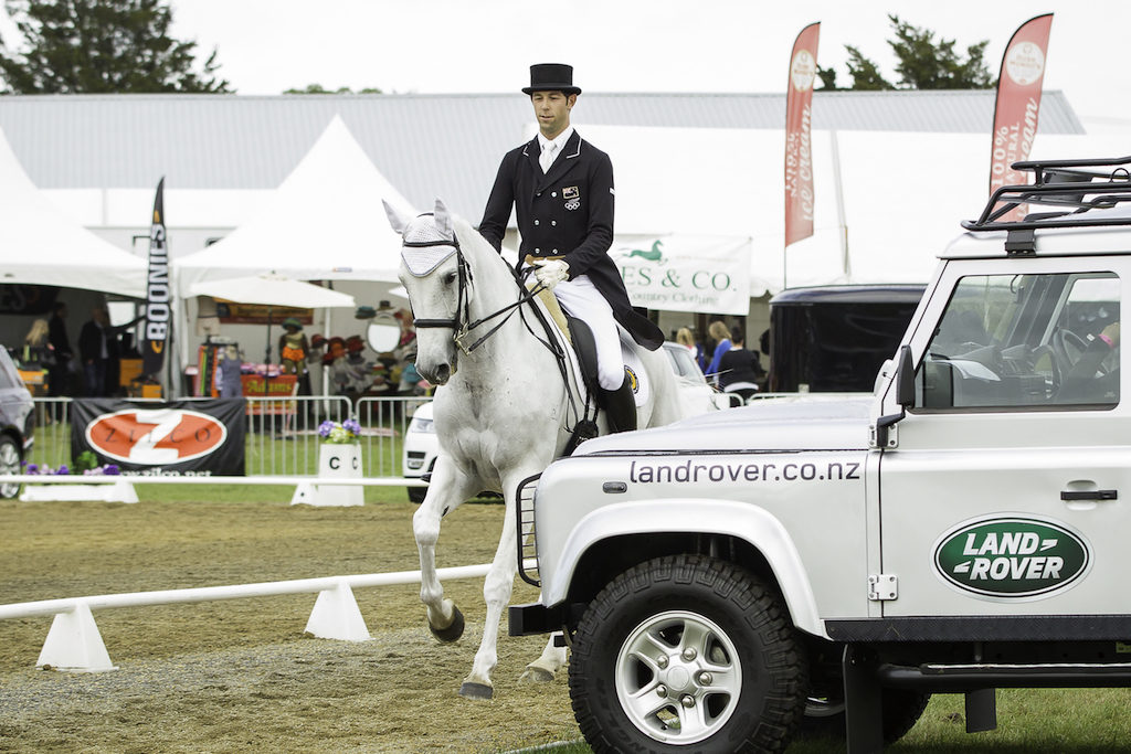 warm-up NZL-Clarke Johnstone (BALMORAL SENSATION) 3RD-CIC3* EVENTING DRESSAGE: 2014 NZL-Horse Of The Year Show, Hastings Showgrounds (Friday 21 March) CREDIT: Libby Law COPYRIGHT: LIBBY LAW PHOTOGRAPHY - NZL