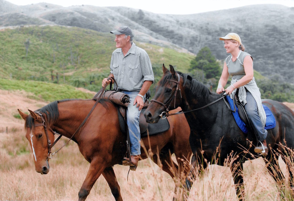 Blake and his wife Di enjoying the Great NZ Horse Trek