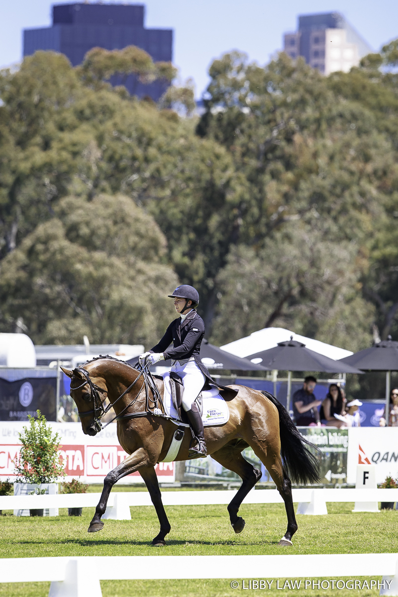 Samantha Felton and Ricker Ridge Escada in the CIC3* with the magnificent city backdrop (Image:Libby Law Photography)